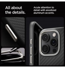 Husa pentru iPhone 16 Pro Max - Spigen Enzo Aramid MagSafe - Neagra / Argintie