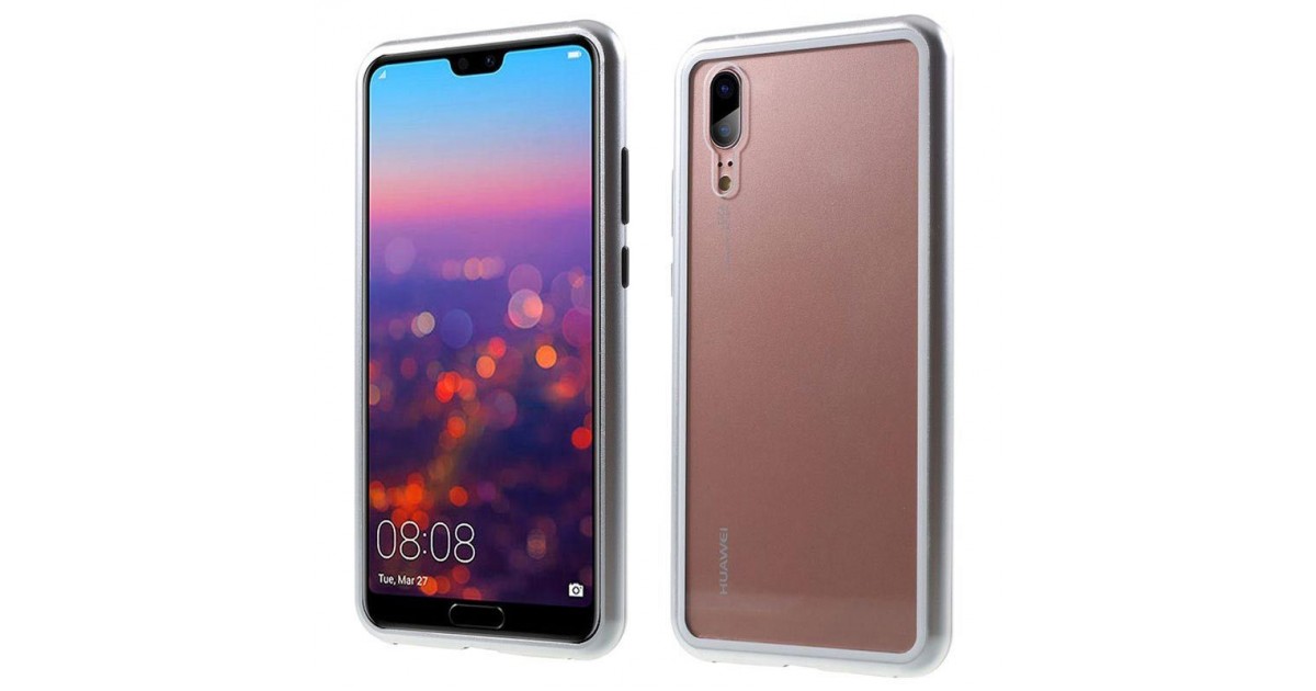 Husa Magnetica cu bumper din aluminiu si spate din sticla pentru Huawei P20