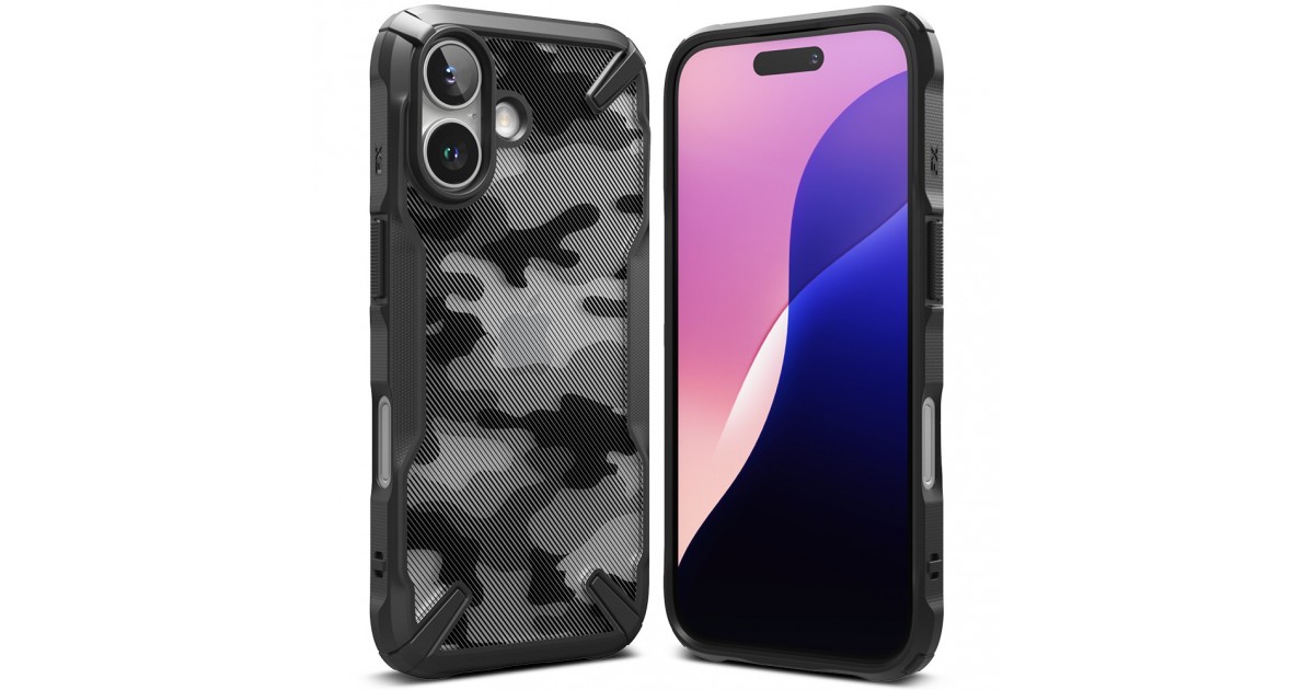 Husa pentru iPhone 16 - Ringke Fusion X Design - Camo Neagra