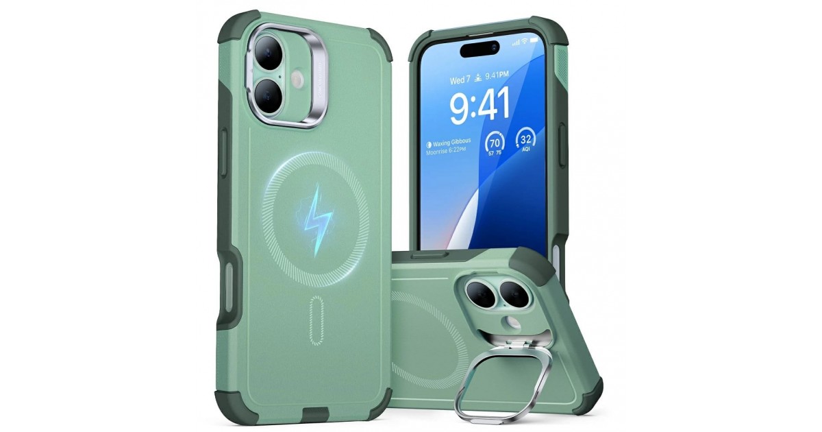 Husa pentru iPhone 16 - ESR Cyber Armor Kickstand - Verde