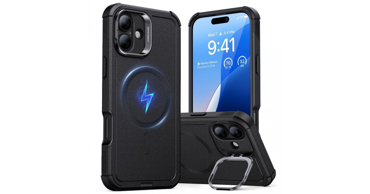 Husa pentru iPhone 16 Plus - ESR Cyber Armor Kickstand - Neagra