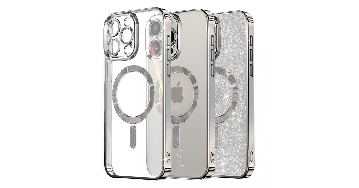 Husa pentru iPhone 16 Pro - Techsuit Luxury Glitter MagSafe - Argintie