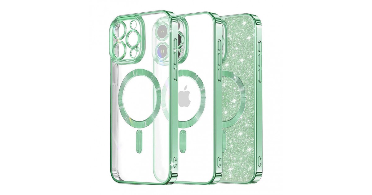 Husa pentru iPhone 16 Pro - Techsuit Luxury Glitter MagSafe - Light Verde