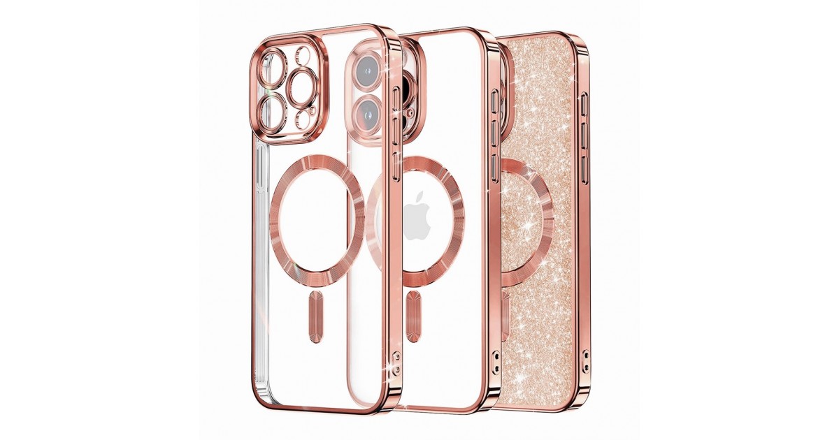 Husa pentru iPhone 16 Pro - Techsuit Luxury Glitter MagSafe - Rose Gold