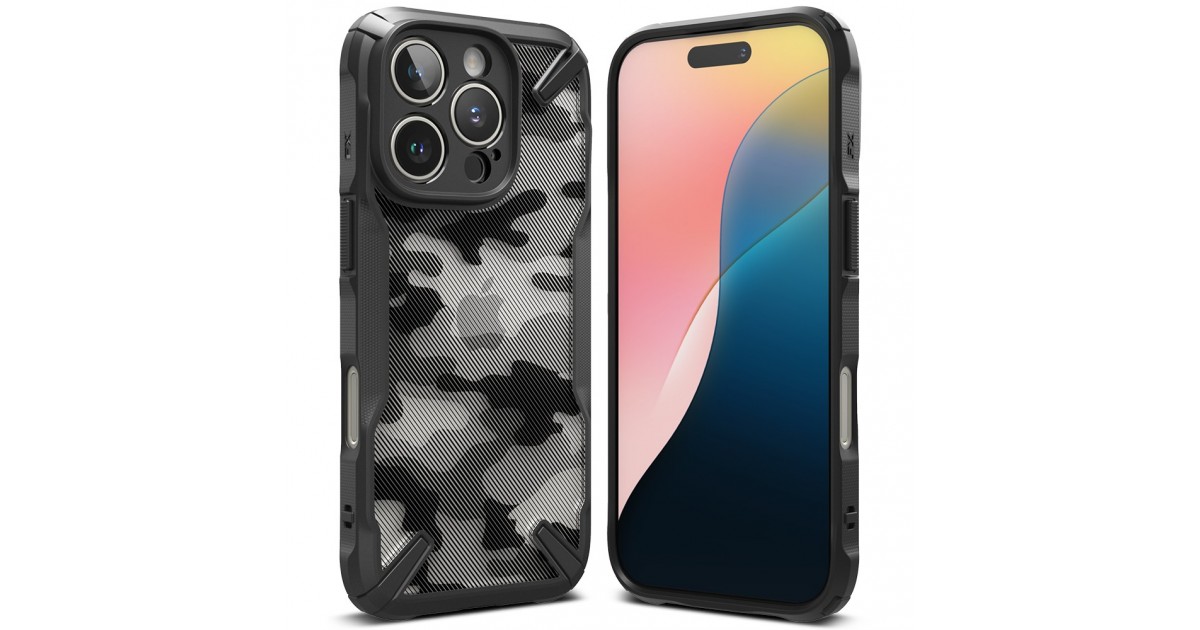 Husa pentru iPhone 16 Pro - Ringke Fusion X Design - Camo Neagra