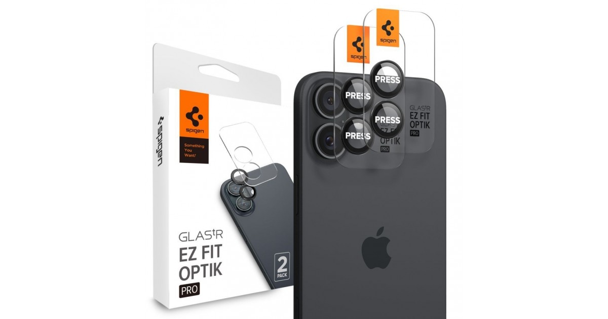 Folie Camera pentru iPhone 16 / iPhone 16 Plus (set 2) - Spigen Glas.tR Optik EZ Fit Pro - Negru