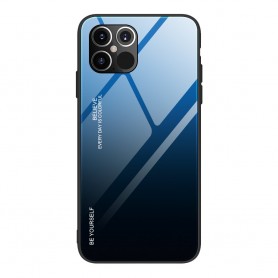 Husa iPhone 12 Pro Max - Gradient Glass, Albastru cu Negru
