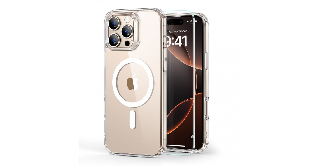 Husa pentru iPhone 16 Pro + Folie - ESR Classic Hybrid HaloLock - Clear