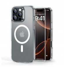 Husa pentru iPhone 16 Pro + Folie - ESR Classic Hybrid HaloLock - Frosted Clear