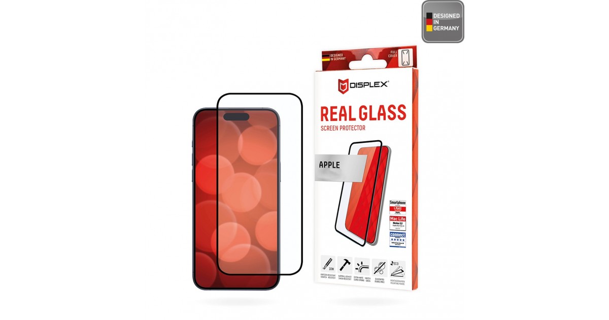 Folie pentru iPhone 16 - Displex Real Glass Full Cover - Negru