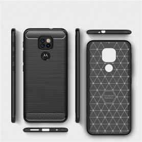 Husa Carcasa Spate pentru Motorola Moto E7 Plus / Moto G9 Play - Tpu Carbon Design - Neagra