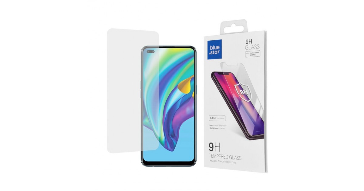 Folie Protectie Ecran pentru Oppo Reno 4 Lite, BlueStar, Case Friendly, Sticla securizata, Transparenta